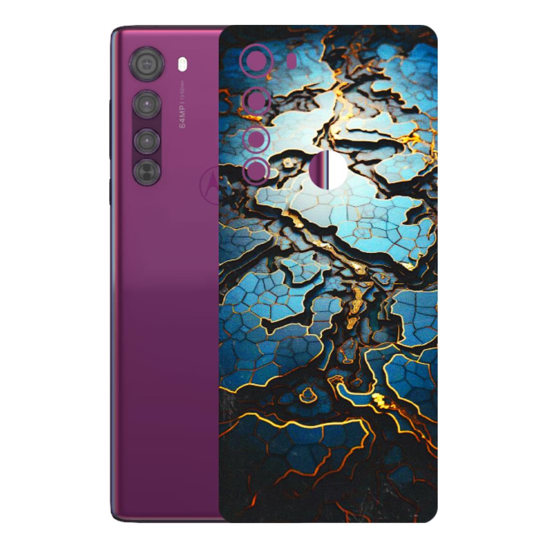 Motorola Phone Skins (All Models) - Blue Gold Abstract - 3D Embossed Finish (L-11) Motorola Moto Edge