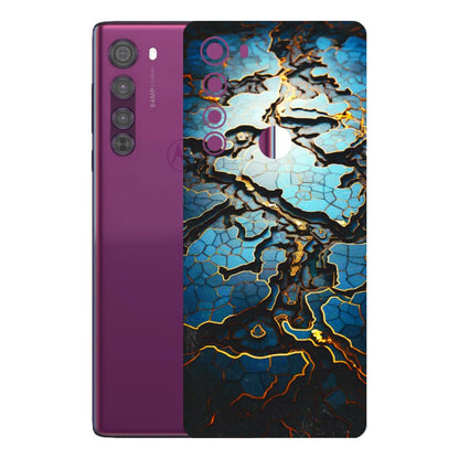 Motorola Phone Skins (All Models) - Blue Gold Abstract - 3D Embossed Finish (L-11) Motorola Moto Edge