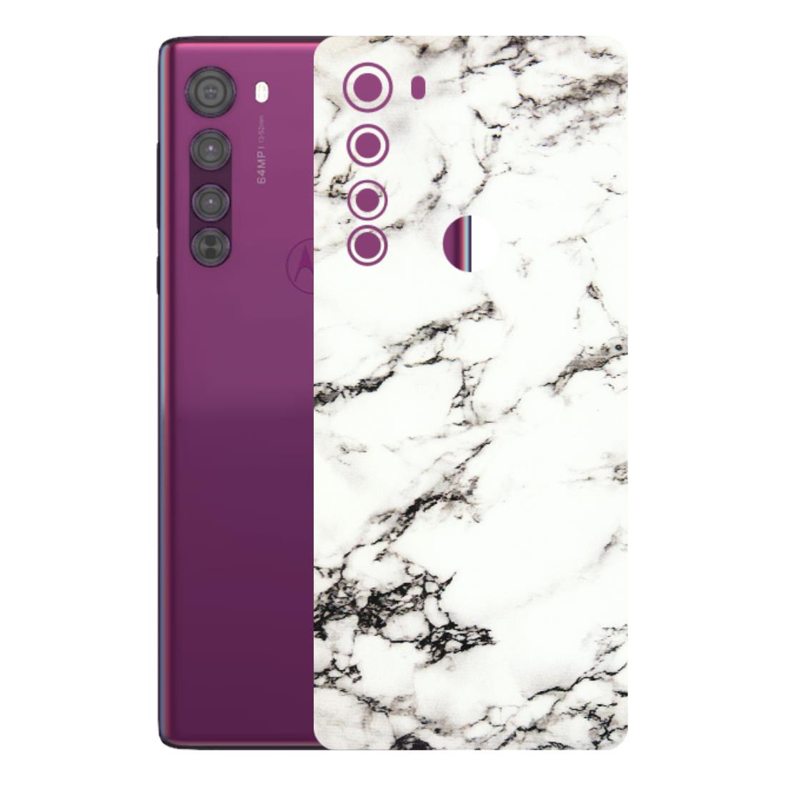 Motorola Phone Skins (All Models) - Black and White Marble Texture - 3D Embossed Finish (L-124) Motorola Moto Edge