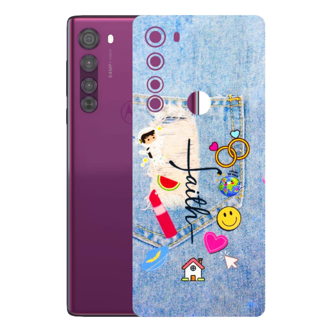 Motorola Phone Skins (All Models) - Denim Jeans Pocket - 3D Embossed Finish (L-134) Motorola Moto Edge