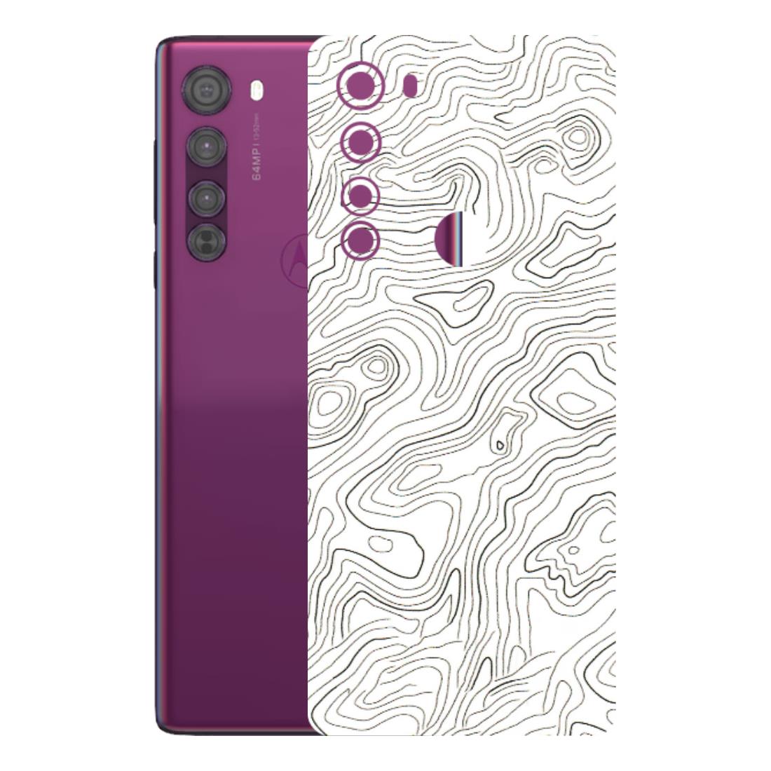 Motorola Phone Skins (All Models) - White Black Swirls - 3D Embossed Finish (L-219) Motorola Moto Edge