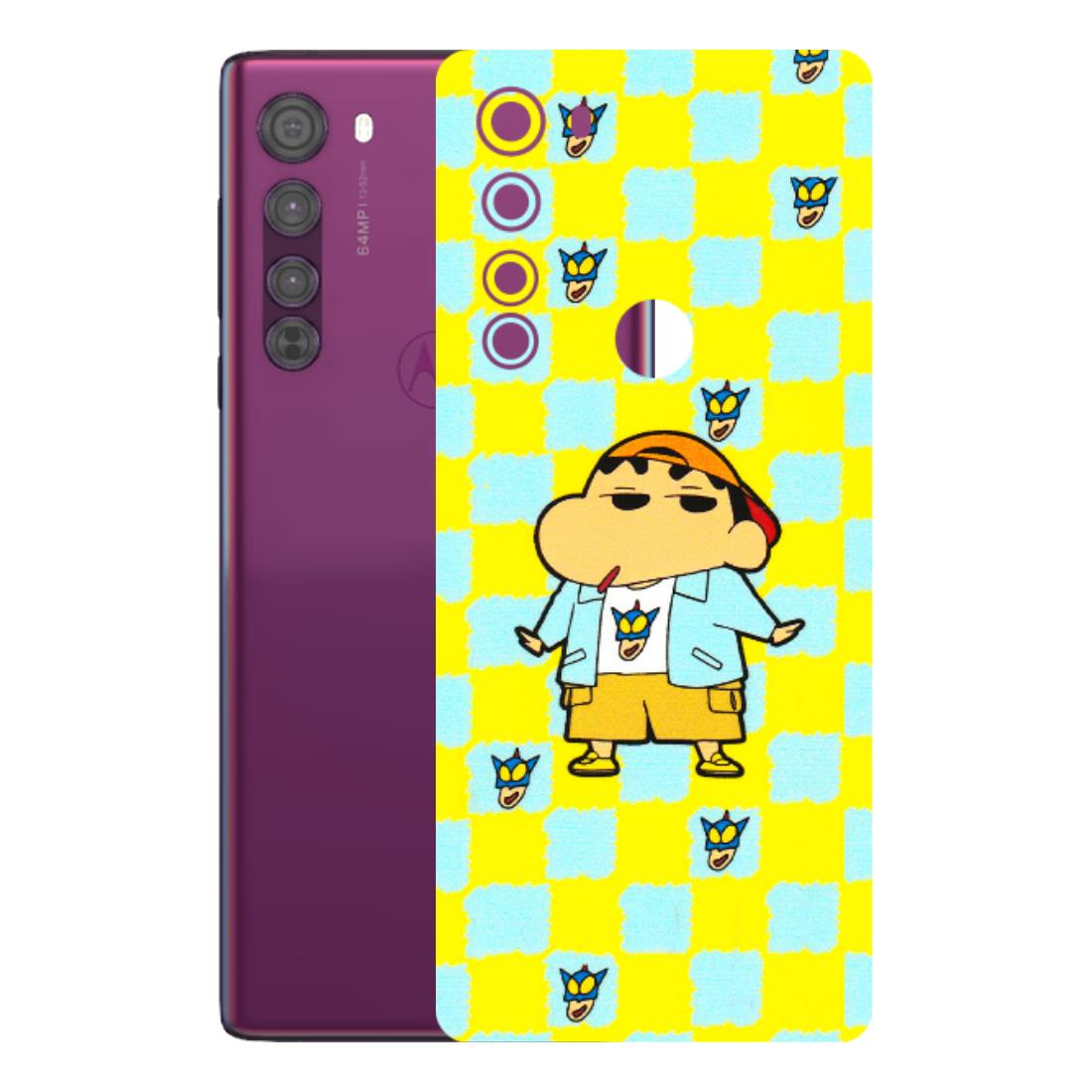 Motorola Phone Skins (All Models) - Yellow Blue Shinchan Cute - 3D Embossed Finish (L-221) Motorola Moto Edge