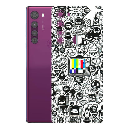 Motorola Phone Skins (All Models) - Doodles Positive Art - 3D Embossed Finish (L-263) Motorola Moto Edge