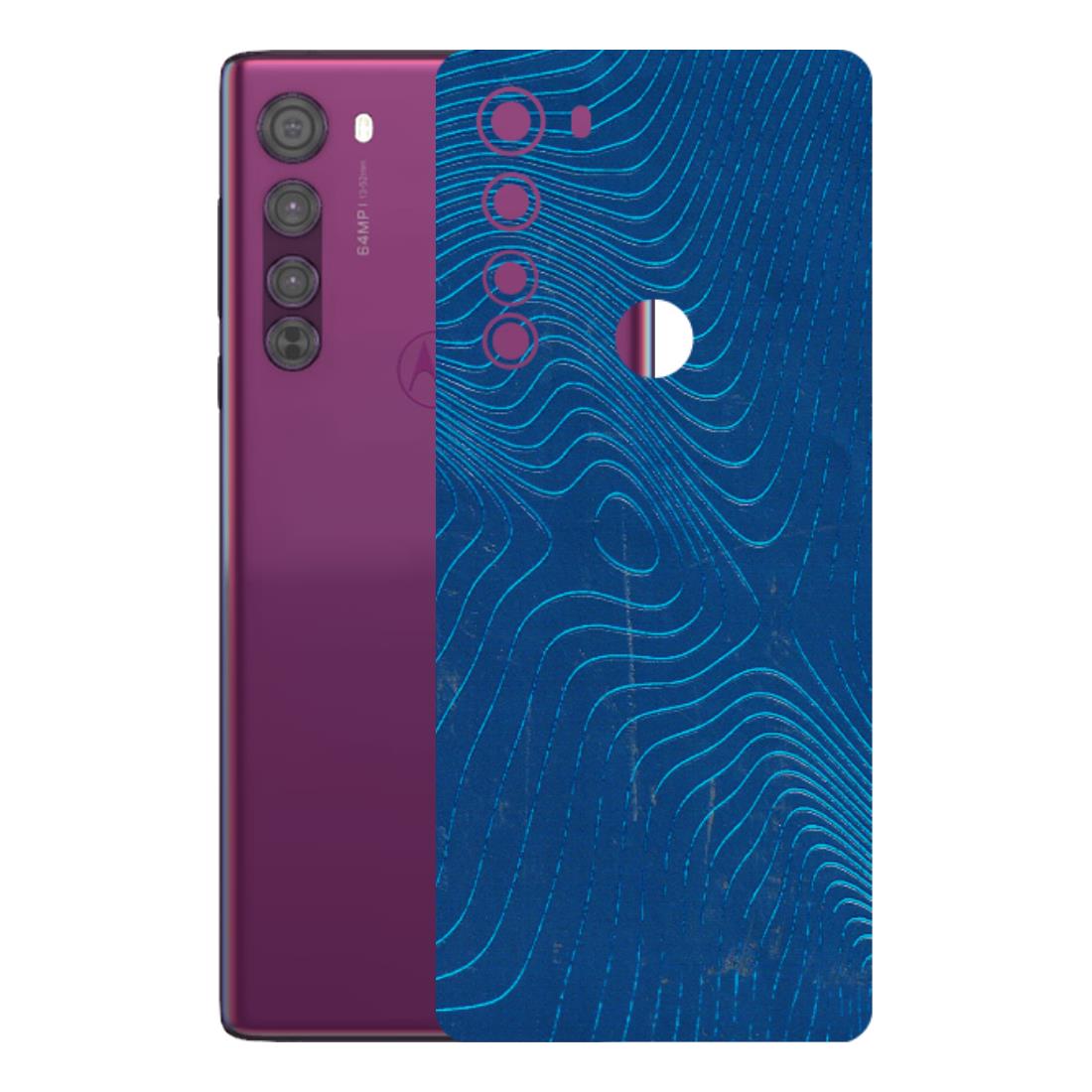 Motorola Phone Skins (All Models) - Abstract Blue Line Map - 3D Embossed Finish (L-272) Motorola Moto Edge