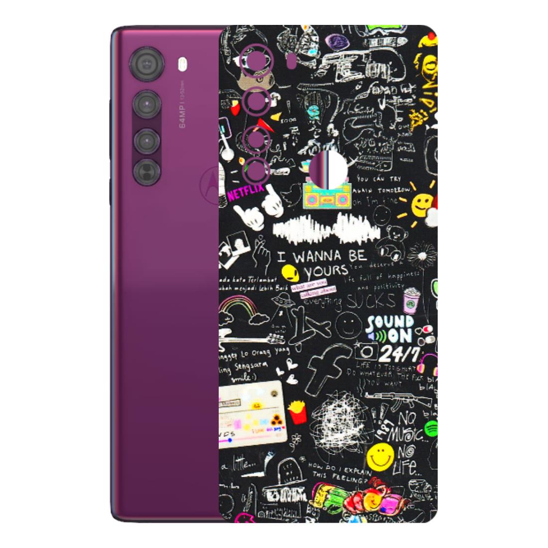 Motorola Phone Skins (All Models) - Black Creatives Doodles - 3D Embossed Finish (L-311) Motorola Moto Edge