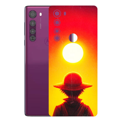 Motorola Phone Skins (All Models) - Cool Sunset With Monkey D.Luffy Anime - 3D Embossed Finish (L-329) Motorola Moto Edge