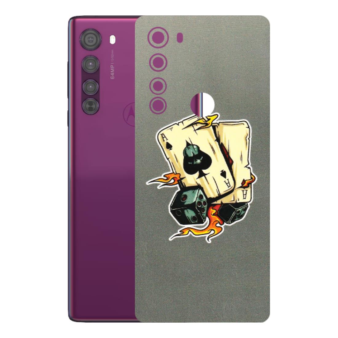 Motorola Phone Skins (All Models) - Grey Cards Of Ace - 3D Embossed Finish (L-77) Motorola Moto Edge