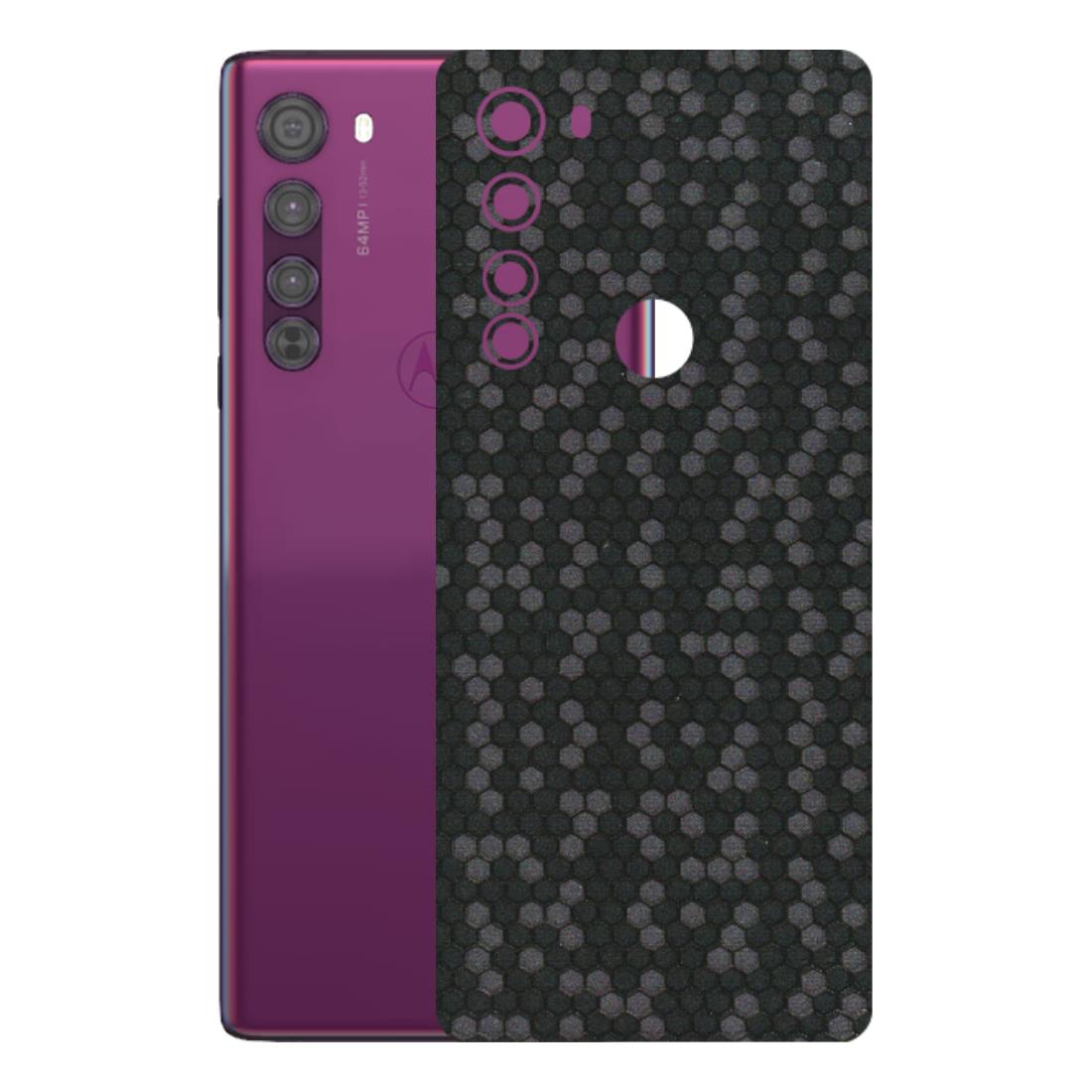 Motorola Phone Skins (All Models) - Black Grey Honeycomb Sober - 3D Embossed Finish (L-85) Motorola Moto Edge
