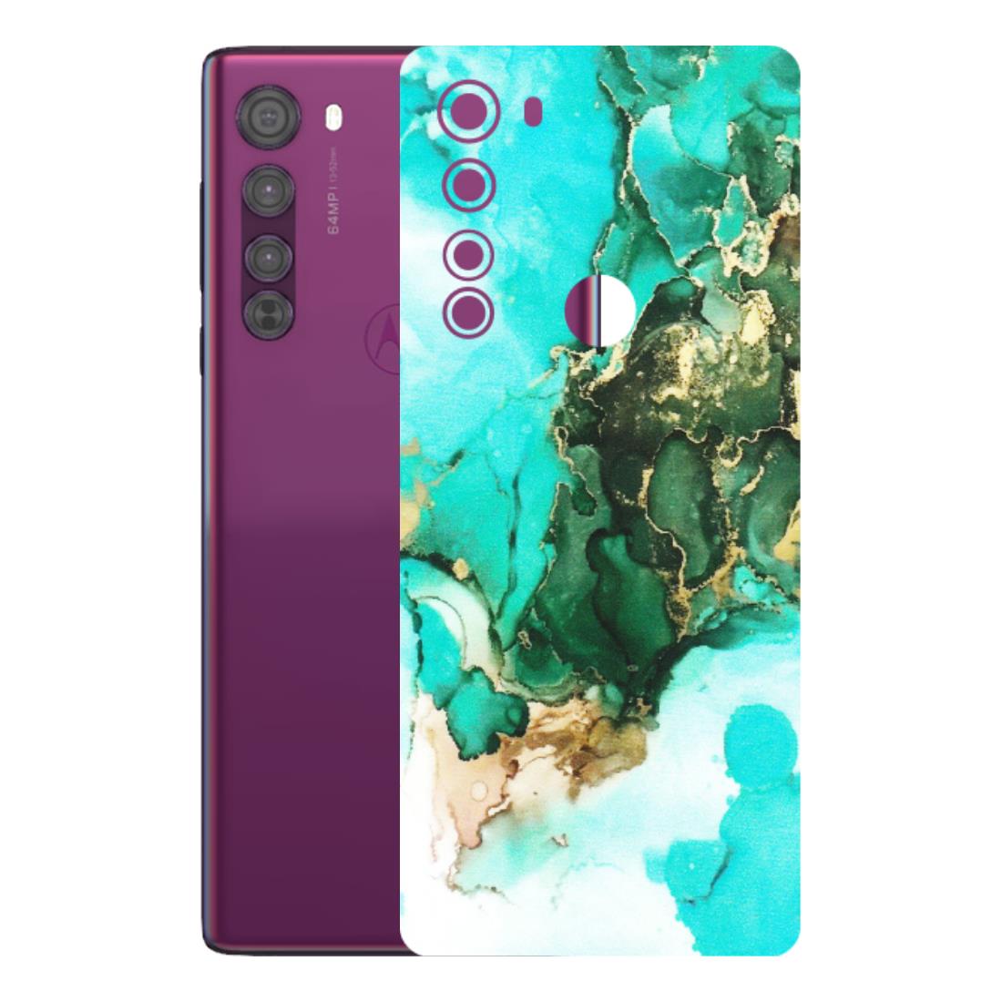 Motorola Phone Skins (All Models) - The Blue Gold Marble - Matte Finish (M-124) Motorola Moto Edge