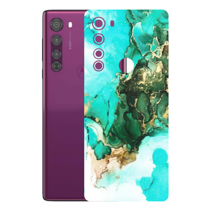 Motorola Phone Skins (All Models) - The Blue Gold Marble - Matte Finish (M-124) Motorola Moto Edge