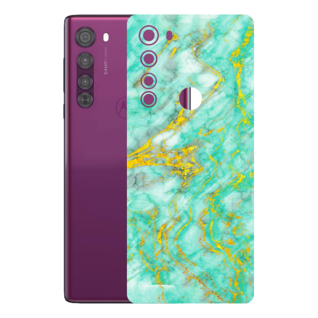 Motorola Phone Skins (All Models) - Green And Gold Marble Feel - Matte Finish (M-16) Motorola Moto Edge
