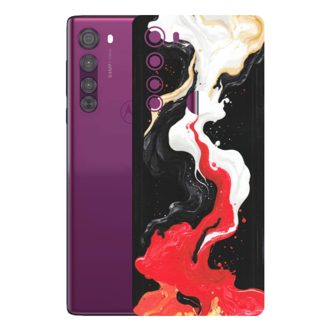 Motorola Phone Skins (All Models) - Black Red White Paint Splash Fusion - Matte Finish (M-56) Motorola Moto Edge