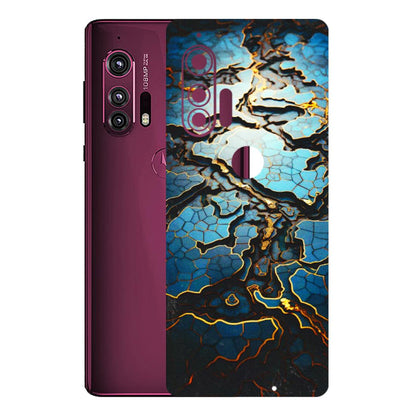 Motorola Phone Skins (All Models) - Blue Gold Abstract - 3D Embossed Finish (L-11) Motorola Moto Edge Plus