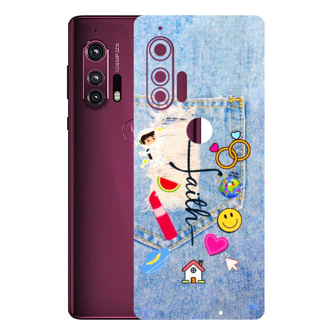 Motorola Phone Skins (All Models) - Denim Jeans Pocket - 3D Embossed Finish (L-134) Motorola Moto Edge Plus