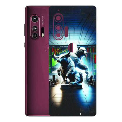 Motorola Phone Skins (All Models) - Stock Market Sensex Bear vs Bulls - 3D Embossed Finish (L-15) Motorola Moto Edge Plus
