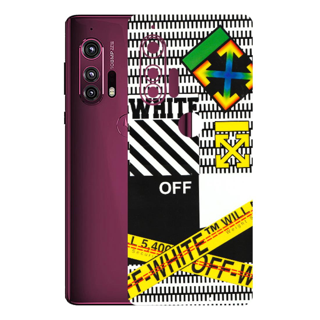 Motorola Phone Skins (All Models) - White Off Abstract - 3D Embossed Finish (L-172) Motorola Moto Edge Plus
