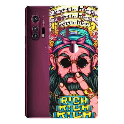 Motorola Phone Skins (All Models) - Battle King Dude Face - 3D Embossed Finish (L-178) Motorola Moto Edge Plus