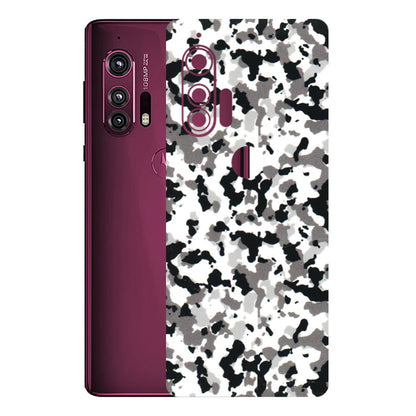 Motorola Phone Skins (All Models) - White Black Camouflage - 3D Embossed Finish (L-18) Motorola Moto Edge Plus