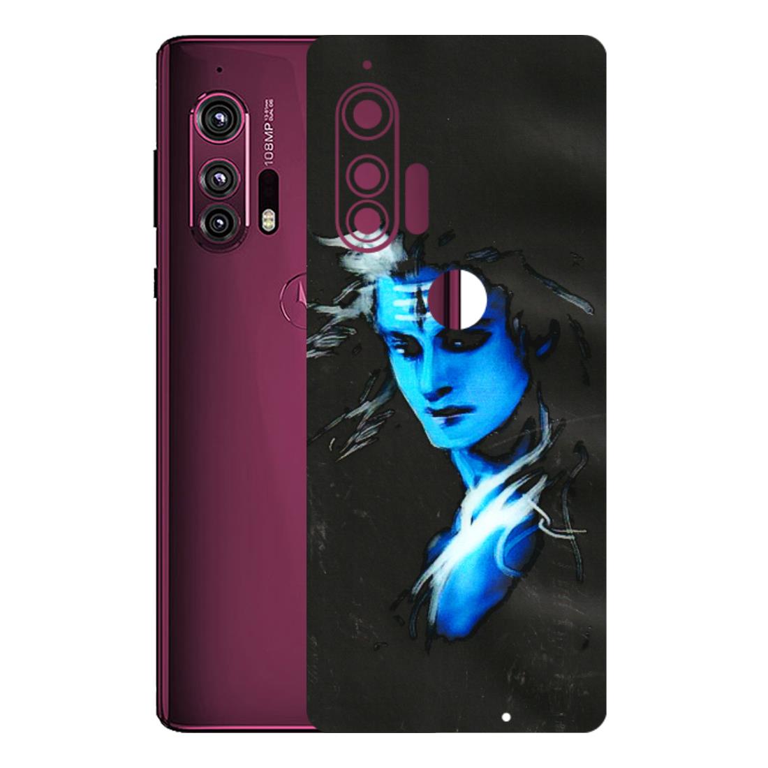 Motorola Phone Skins (All Models) - Har Har Mahadev Blue/Black - 3D Embossed Finish (L-185) Motorola Moto Edge Plus