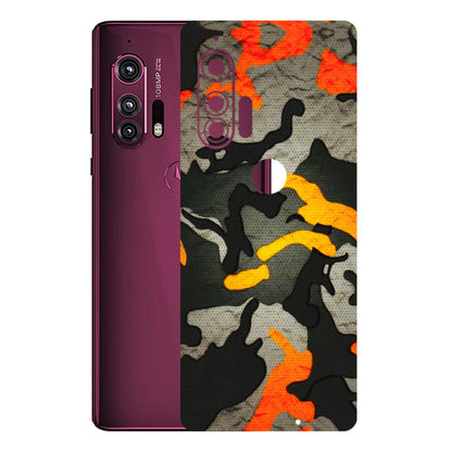 Motorola Phone Skins (All Models) - Orange Camouflage - 3D Embossed Finish (L-204) Motorola Moto Edge Plus
