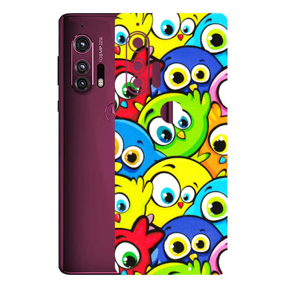 Motorola Phone Skins (All Models) - Cute Fluffy Birds - 3D Embossed Finish (L-213) Motorola Moto Edge Plus
