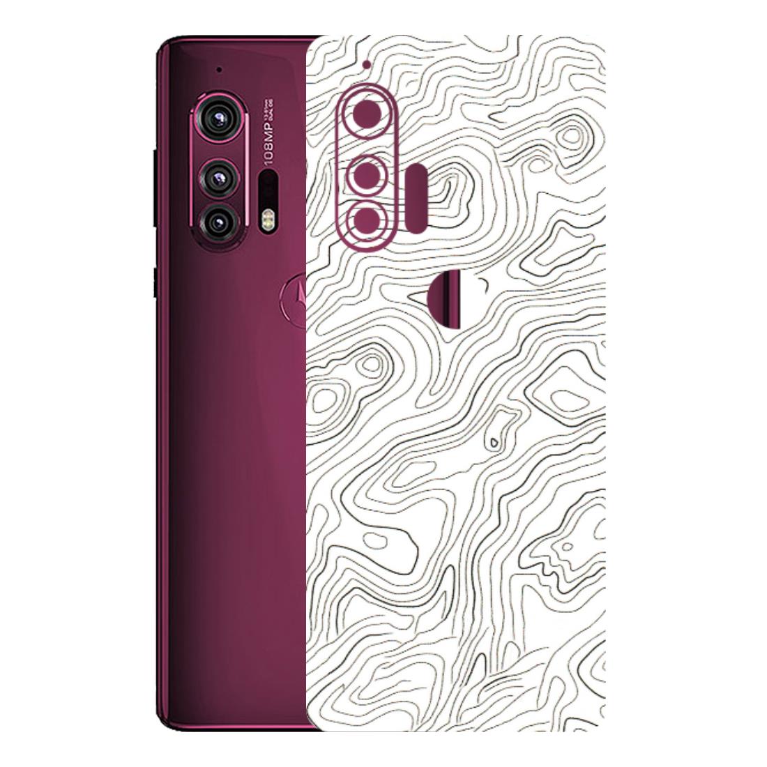 Motorola Phone Skins (All Models) - White Black Swirls - 3D Embossed Finish (L-219) Motorola Moto Edge Plus