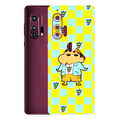 Motorola Phone Skins (All Models) - Yellow Blue Shinchan Cute - 3D Embossed Finish (L-221) Motorola Moto Edge Plus