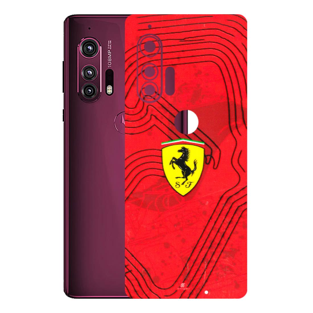 Motorola Phone Skins (All Models) - Red Ferrari Logo Stylish - 3D Embossed Finish (L-238) Motorola Moto Edge Plus