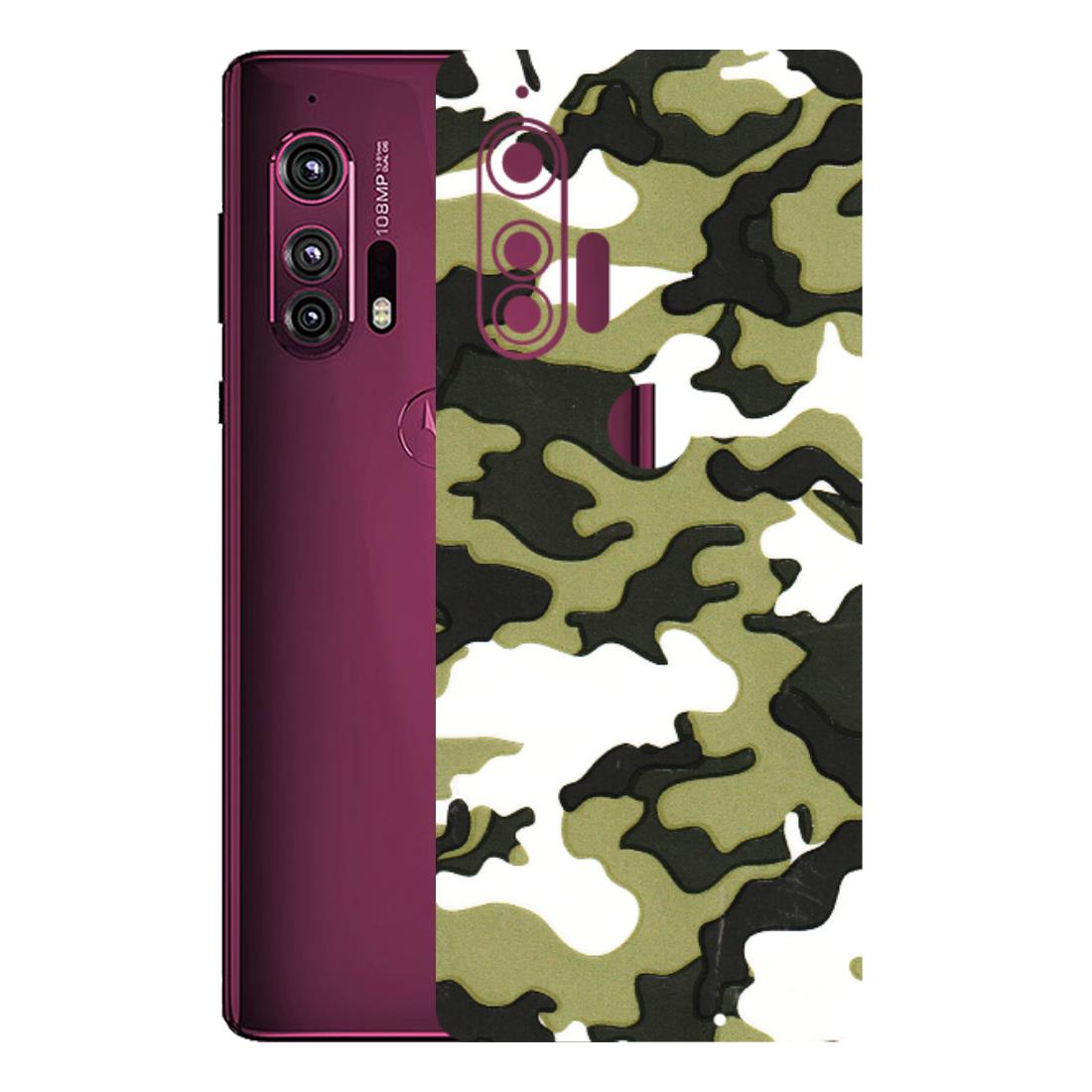 Motorola Phone Skins (All Models) - Camouflages White And Green - 3D Embossed Finish (L-243) Motorola Moto Edge Plus