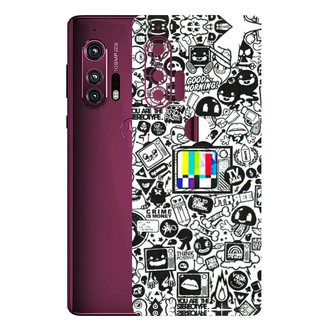 Motorola Phone Skins (All Models) - Doodles Positive Art - 3D Embossed Finish (L-263) Motorola Moto Edge Plus