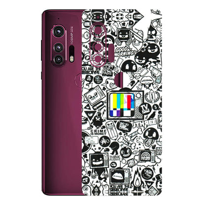 Motorola Phone Skins (All Models) - Doodles Positive Art - 3D Embossed Finish (L-263) Motorola Moto Edge Plus