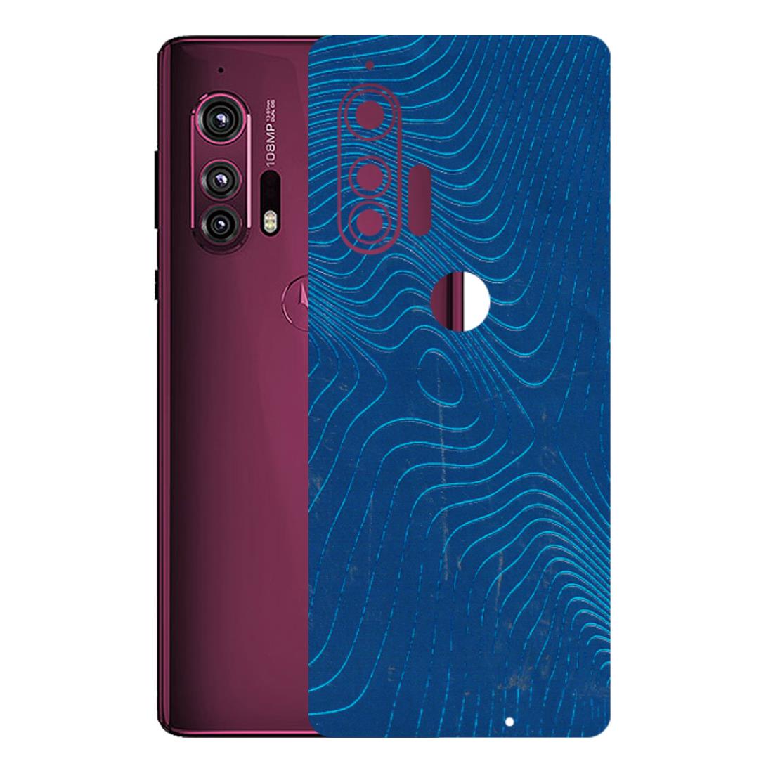 Motorola Phone Skins (All Models) - Abstract Blue Line Map - 3D Embossed Finish (L-272) Motorola Moto Edge Plus