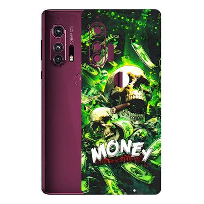 Motorola Phone Skins (All Models) - Skull Money - 3D Embossed Finish (L-303) Motorola Moto Edge Plus
