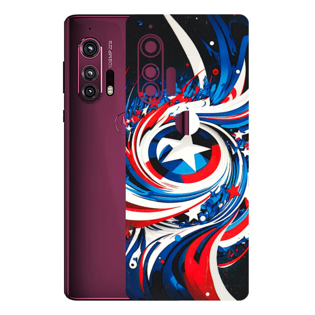 Motorola Phone Skins (All Models) - Captain America Logo - 3D Embossed Finish (L-307) Motorola Moto Edge Plus