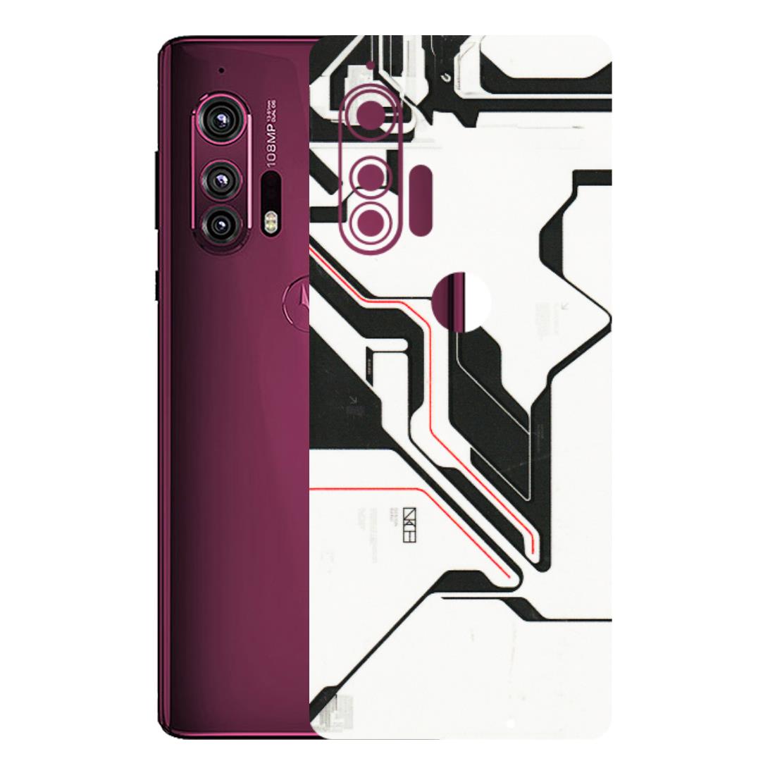 Motorola Phone Skins (All Models) - White Techy Logo - 3D Embossed Finish (L-312) Motorola Moto Edge Plus