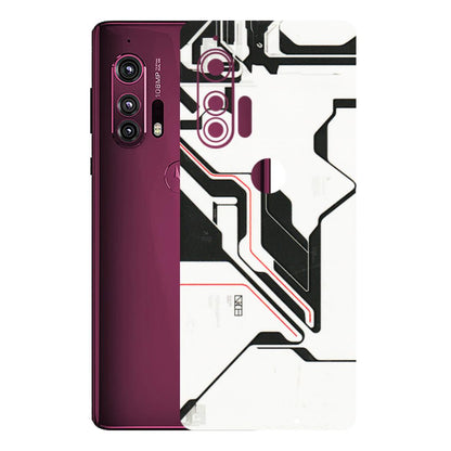 Motorola Phone Skins (All Models) - White Techy Logo - 3D Embossed Finish (L-312) Motorola Moto Edge Plus