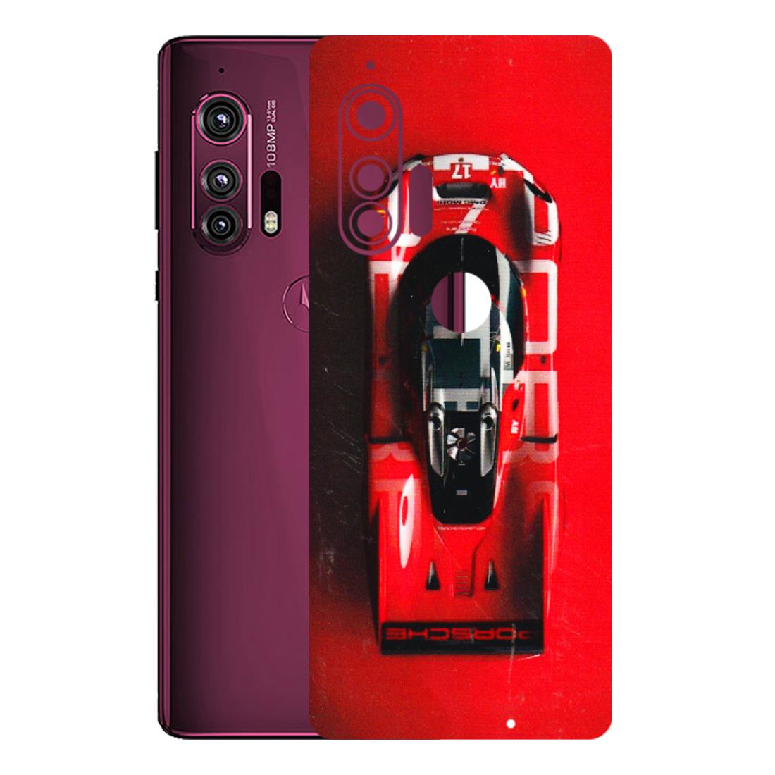 Motorola Phone Skins (All Models) - Red Porsche Car Logo - 3D Embossed Finish (L-315) Motorola Moto Edge Plus
