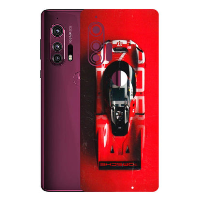 Motorola Phone Skins (All Models) - Red Porsche Car Logo - 3D Embossed Finish (L-315) Motorola Moto Edge Plus