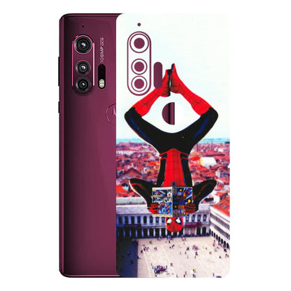 Motorola Phone Skins (All Models) - Spiderman Hanging - 3D Embossed Finish (L-53) Motorola Moto Edge Plus