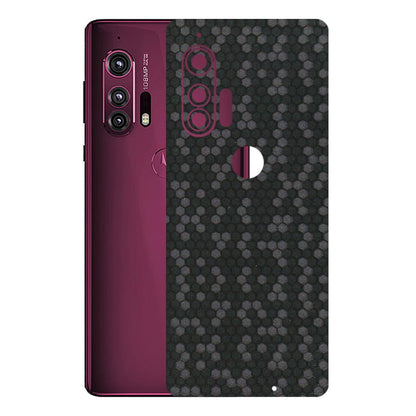Motorola Phone Skins (All Models) - Black Grey Honeycomb Sober - 3D Embossed Finish (L-85) Motorola Moto Edge Plus