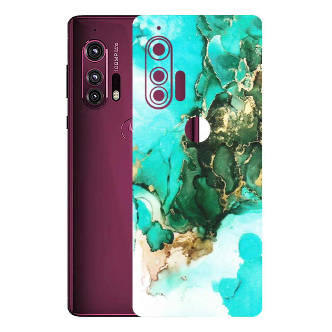 Motorola Phone Skins (All Models) - The Blue Gold Marble - Matte Finish (M-124) Motorola Moto Edge Plus