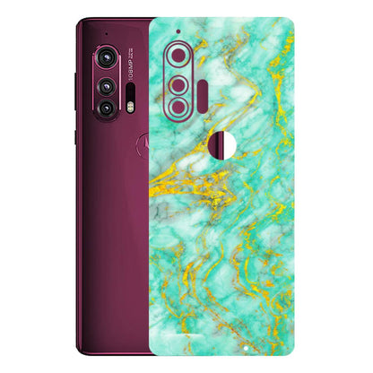 Motorola Phone Skins (All Models) - Green And Gold Marble Feel - Matte Finish (M-16) Motorola Moto Edge Plus