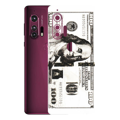 Motorola Phone Skins (All Models) - 100 Dollar Currency - Transparent Finish (T-01) Motorola Moto Edge Plus