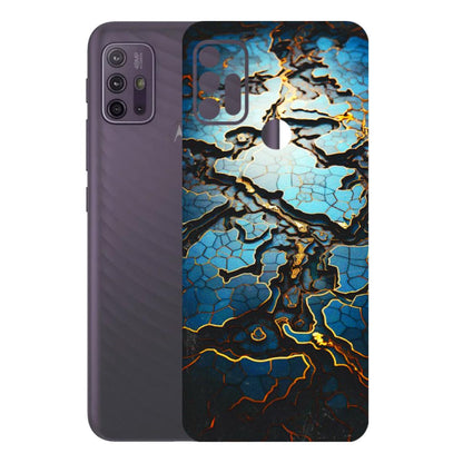 Motorola Phone Skins (All Models) - Blue Gold Abstract - 3D Embossed Finish (L-11) Motorola Moto G10 Power