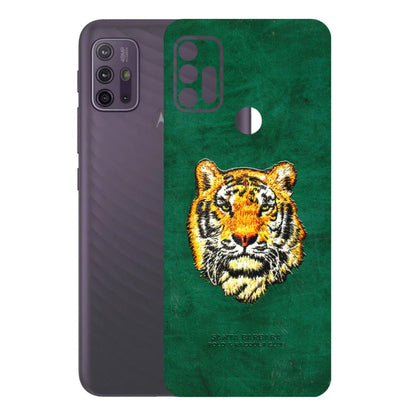 Motorola Phone Skins (All Models) - Leather Feel Tiger - 3D Embossed Finish (L-111) Motorola Moto G10 Power