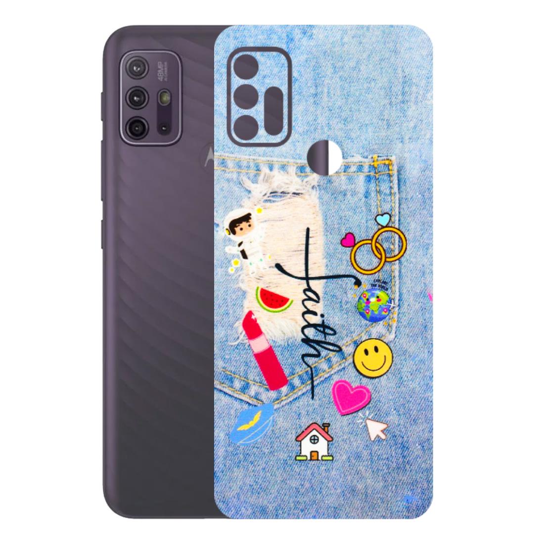 Motorola Phone Skins (All Models) - Denim Jeans Pocket - 3D Embossed Finish (L-134) Motorola Moto G10 Power