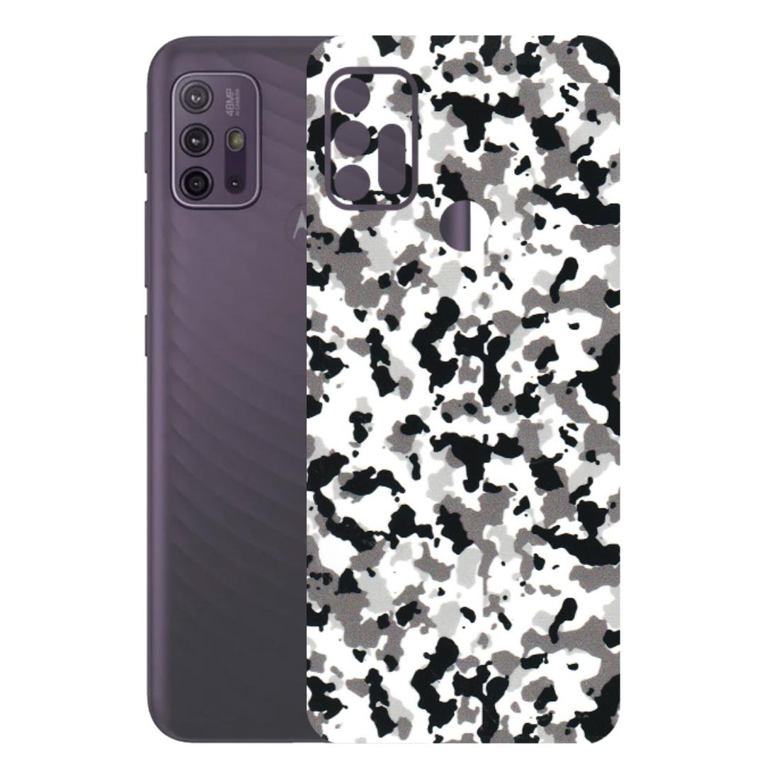 Motorola Phone Skins (All Models) - White Black Camouflage - 3D Embossed Finish (L-18) Motorola Moto G10 Power