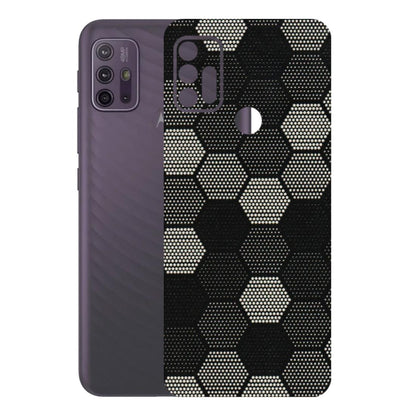 Motorola Phone Skins (All Models) - Black & White Dotted Honeycomb Texture - 3D Embossed Finish (L-202) Motorola Moto G10 Power