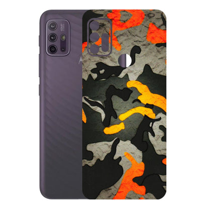 Motorola Phone Skins (All Models) - Orange Camouflage - 3D Embossed Finish (L-204) Motorola Moto G10 Power