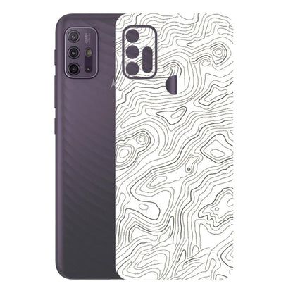 Motorola Phone Skins (All Models) - White Black Swirls - 3D Embossed Finish (L-219) Motorola Moto G10 Power